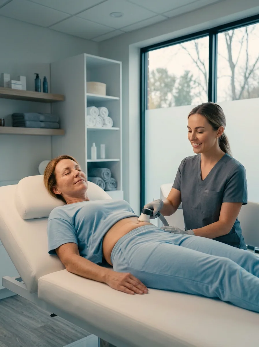 Cryo body sculpting treatment in progress