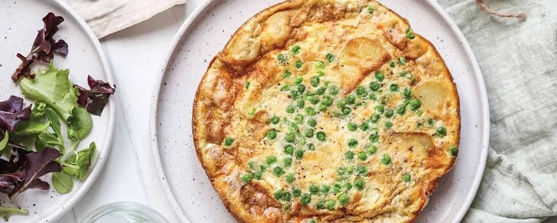 Green Pea, Potato, and Goat Cheese Frittata